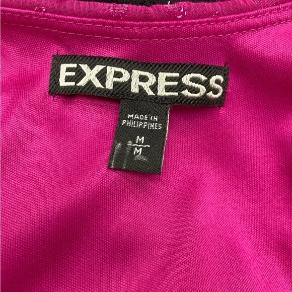 Express Dress SZ M Magenta and Black Cocktail Party Sleeveless Form Fitting EUC - Picture 8 of 11